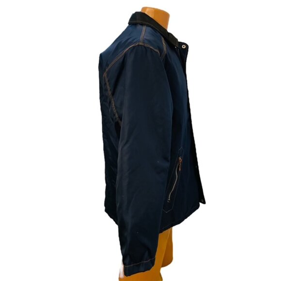 Vtg Dickies Sherpa Lined Chore Jacket Sz M Blue Nylon Full Zip Workwear Farm - Picture 4 of 11